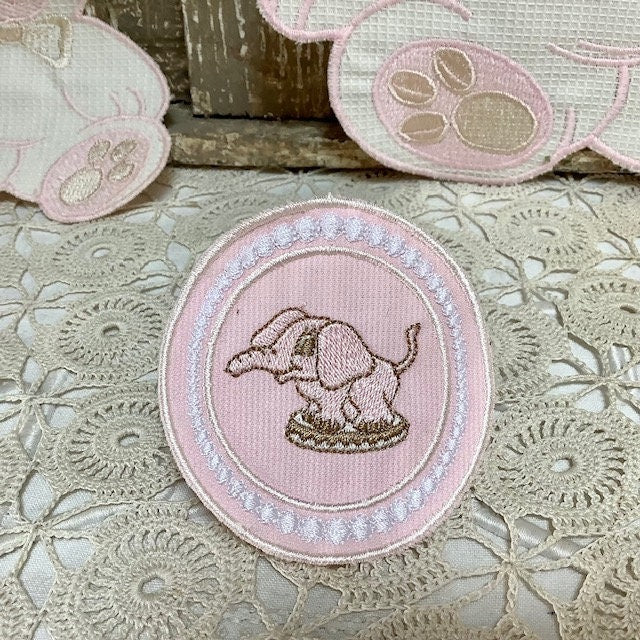 Écussons à coudre oursons éléphant rose vintage