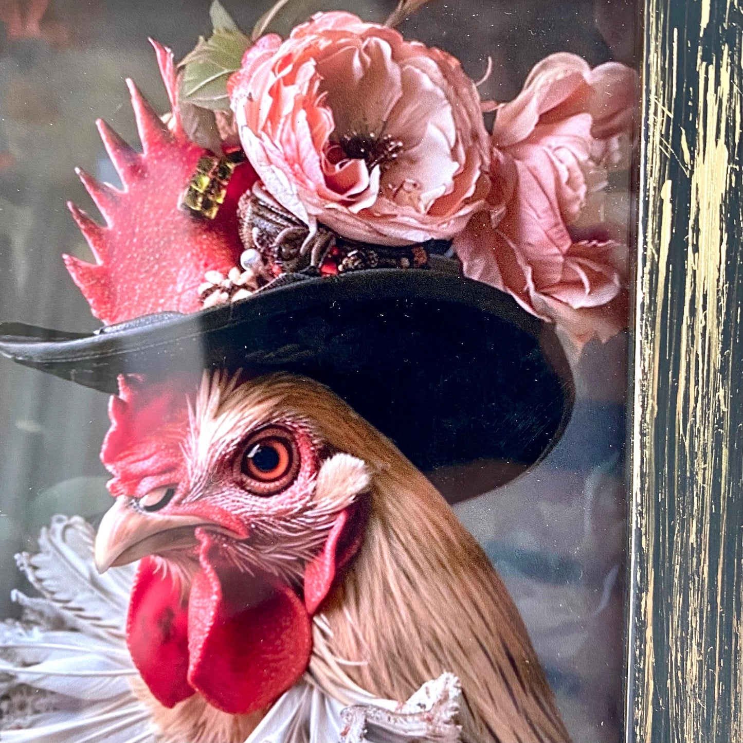 Cadre photo animaux habillés victorien coq modèle A