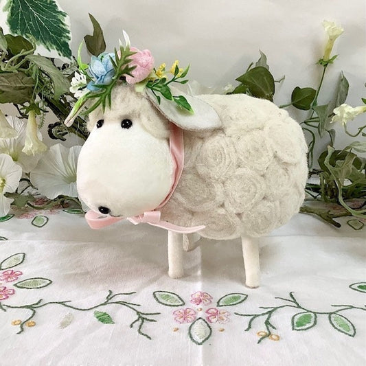 Mouton laine décoration Pâques vintage ht 15 cm modèle A