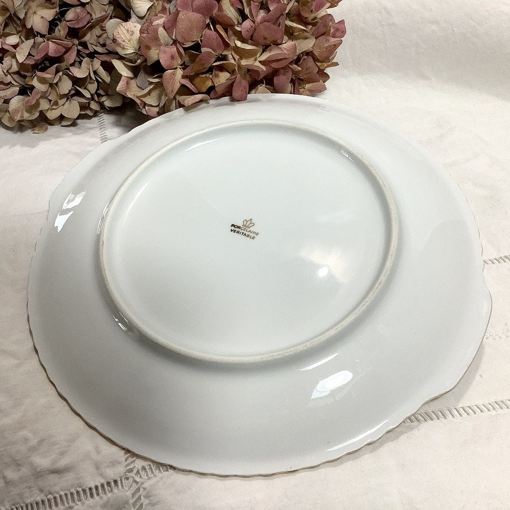 Plat à tarte gâteau porcelaine de Limoges scène galante