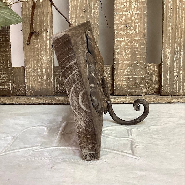  Patère porte manteau vintage bois métal doré accroche murale, finition dorée 20x11,5 cm