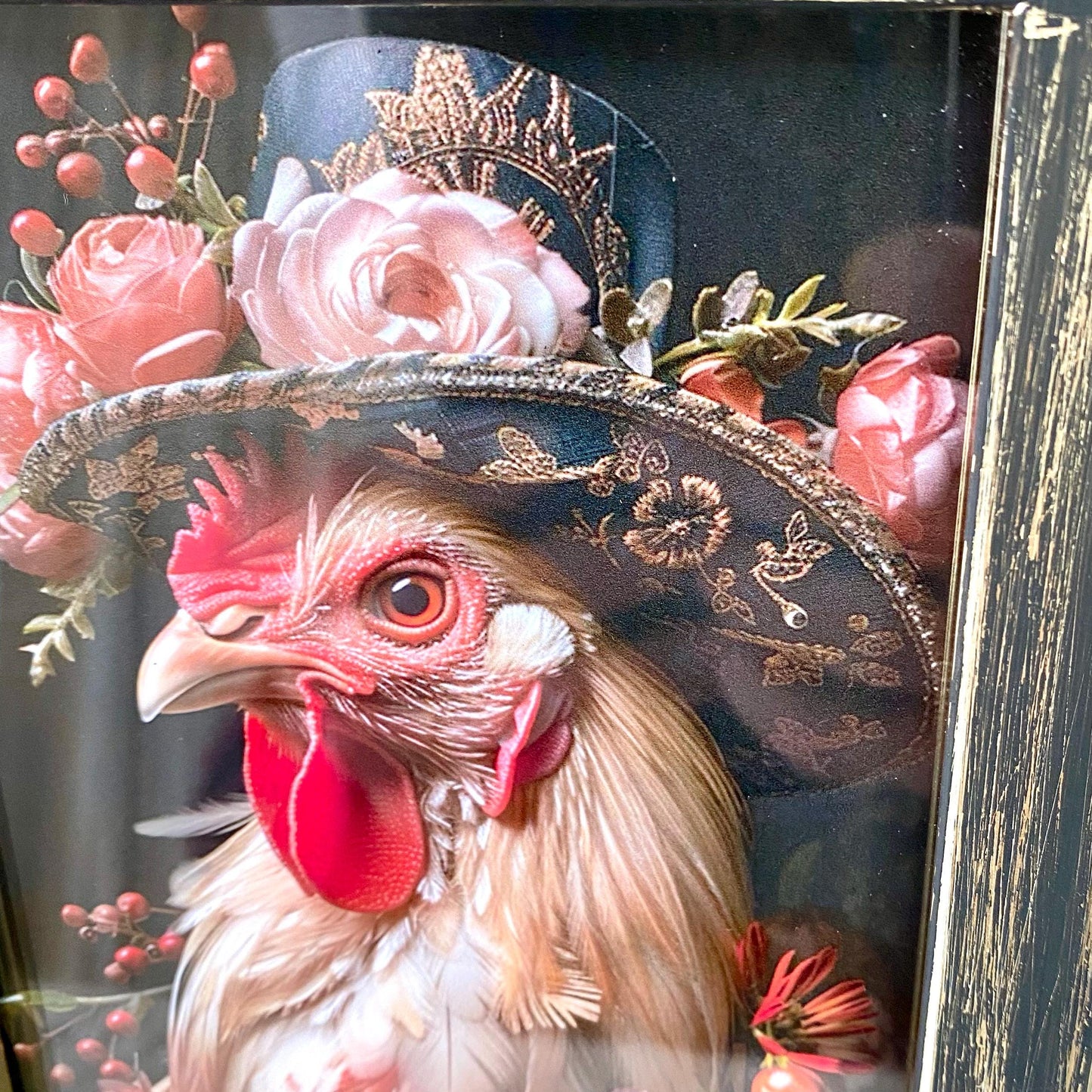 Cadre photo animaux habillés victorien coq modèle C