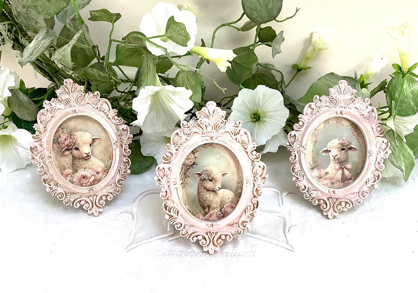 Cadre miniature baroque patiné rose 12 cm x 9 cm modèle B