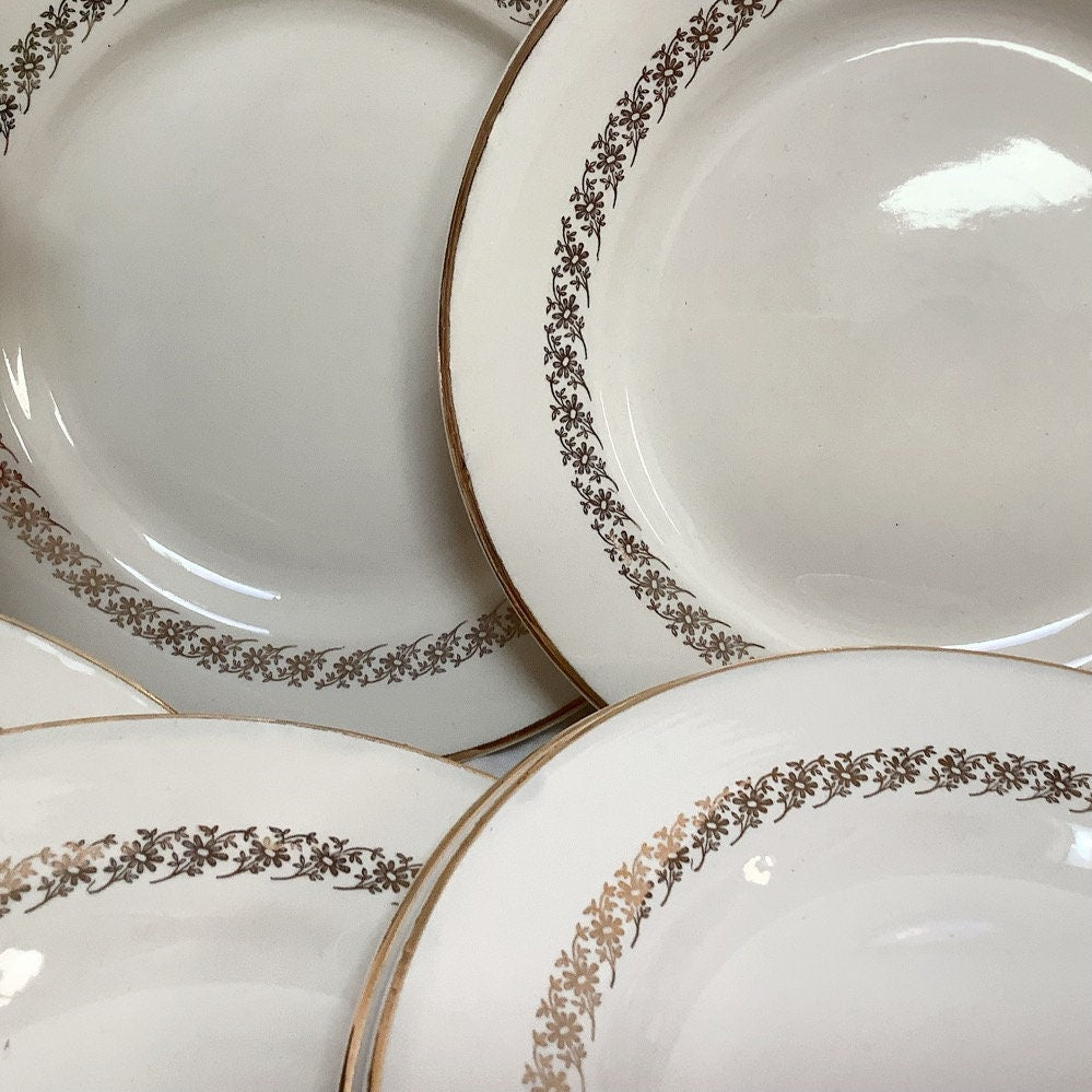 Assiettes plates faïence Digoin Sarreguemines Québec vintage