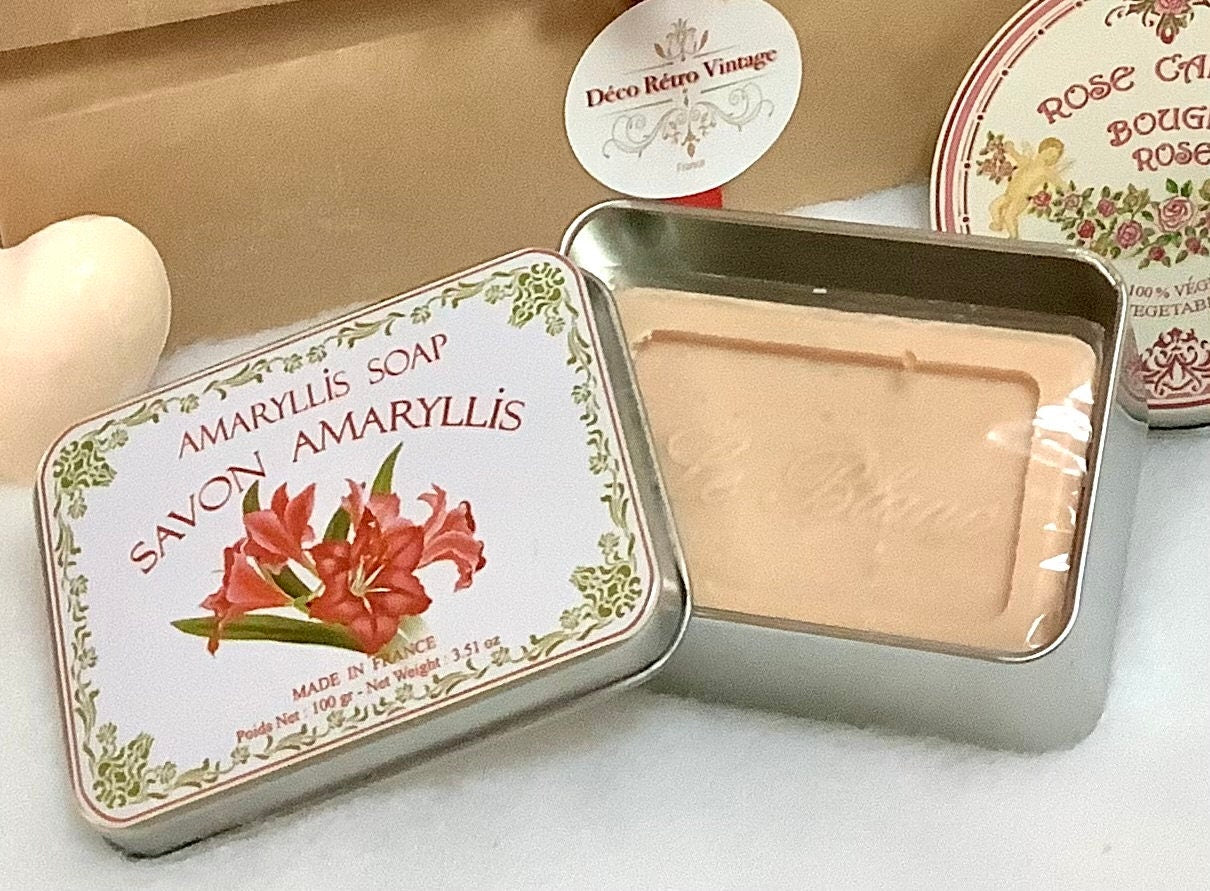 Savons amaryllis bougie rose Leblanc vintage