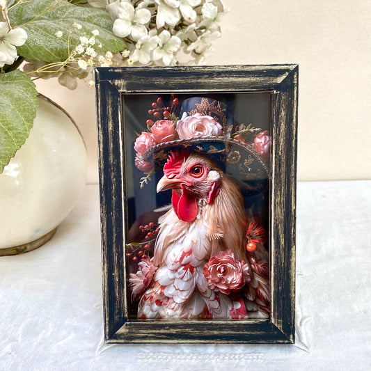 Cadre photo animaux habillés victorien coq modèle C