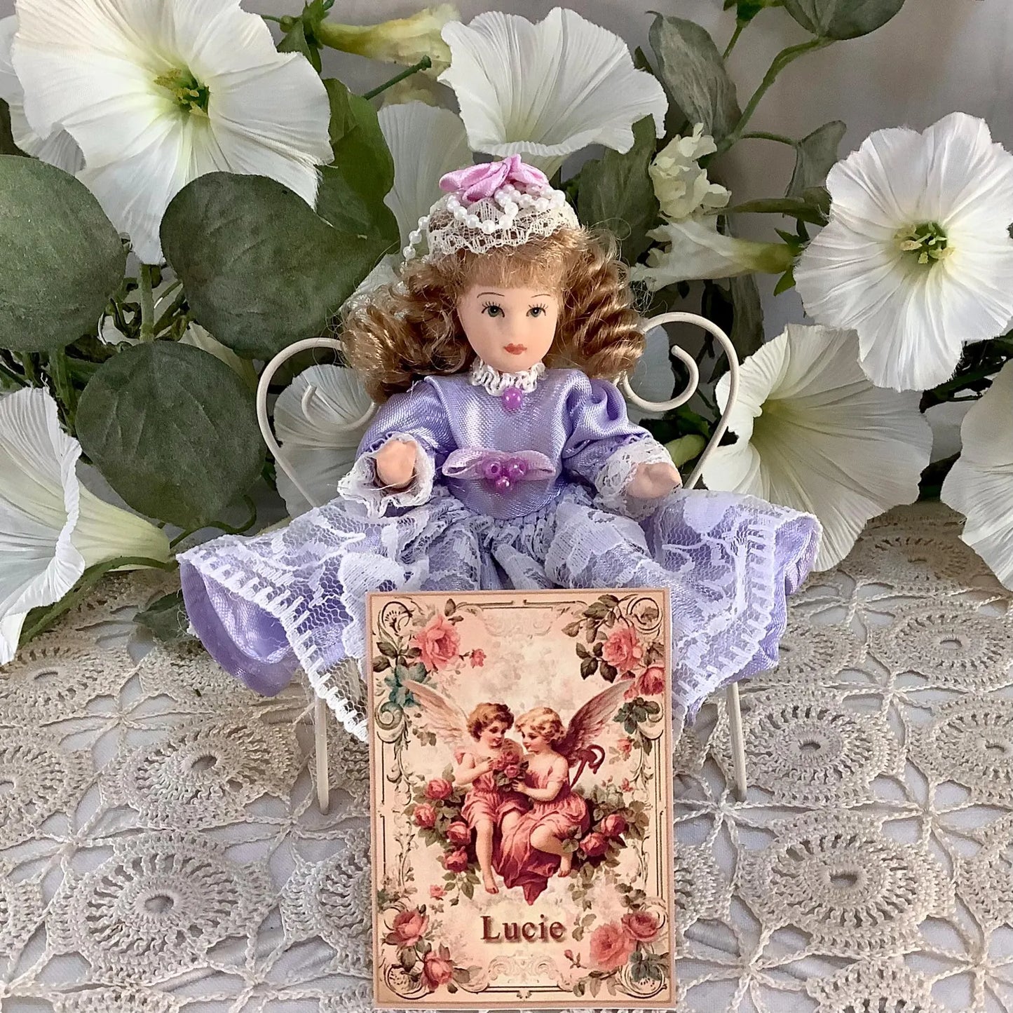 Lucie poupée porcelaine miniature vintage ht 12 cm