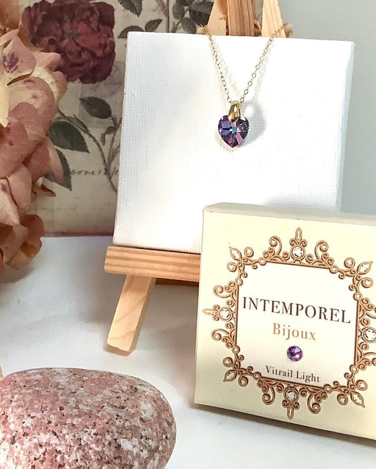 Collier coeur Vitrail Light  pendentif cristal Swarovski chaîne Gold Filled plaqué or 14 k