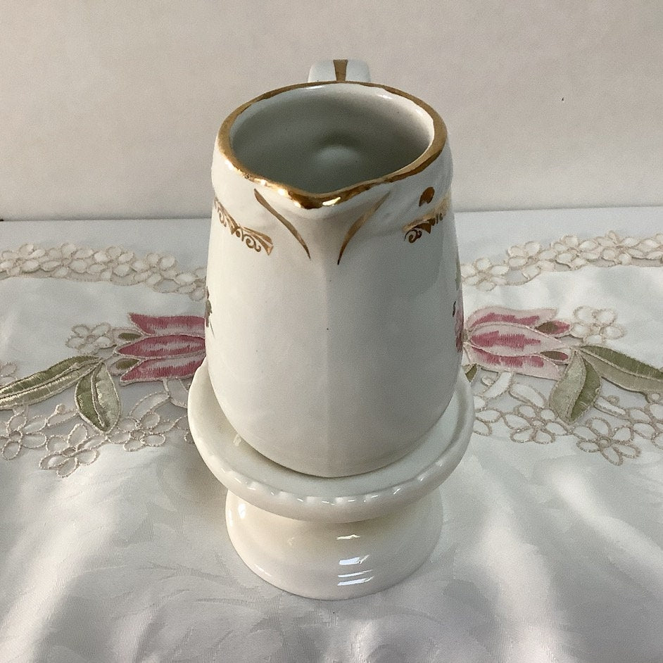 Saucière et pot à lait céramique craquelée L’Amandinoise vintage