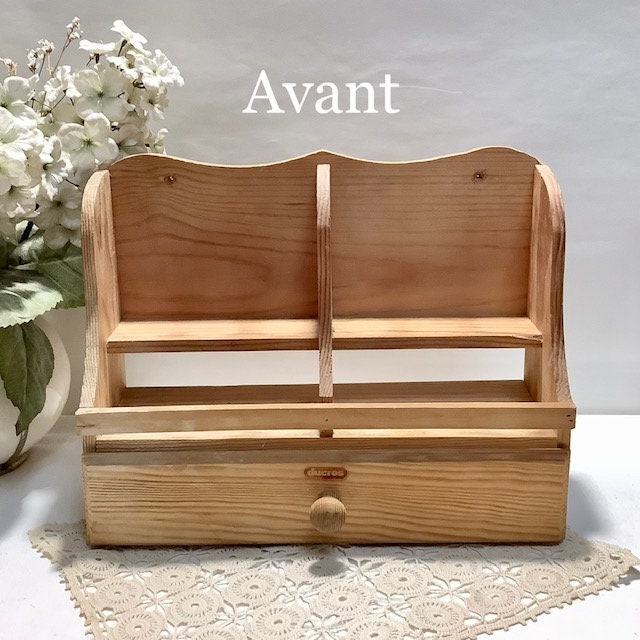 Étagère bois organisateur de bureau vintage