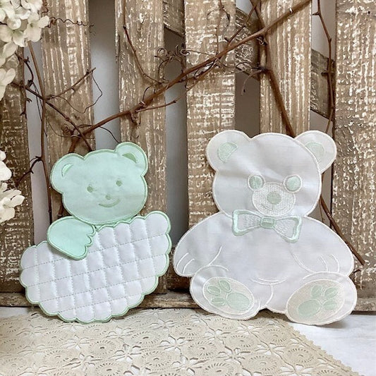 Écussons à coudre oursons nuage vert vintage