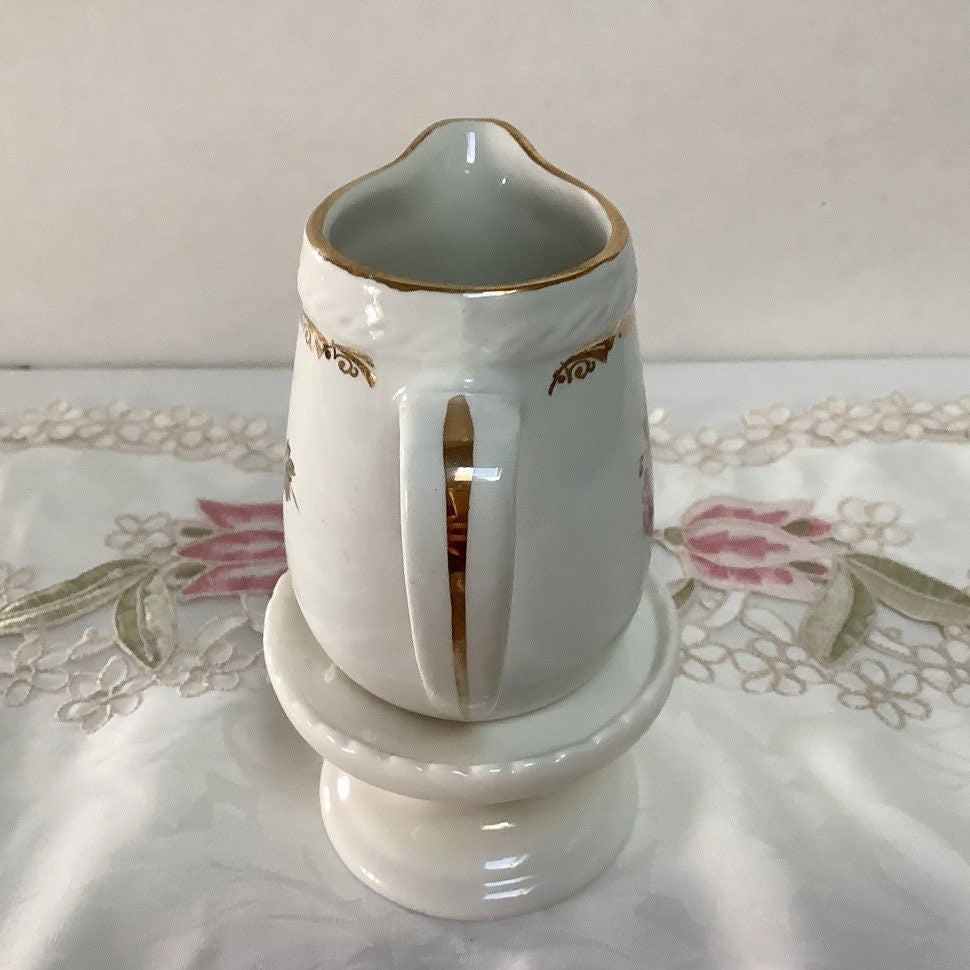 Saucière et pot à lait céramique craquelée L’Amandinoise vintage