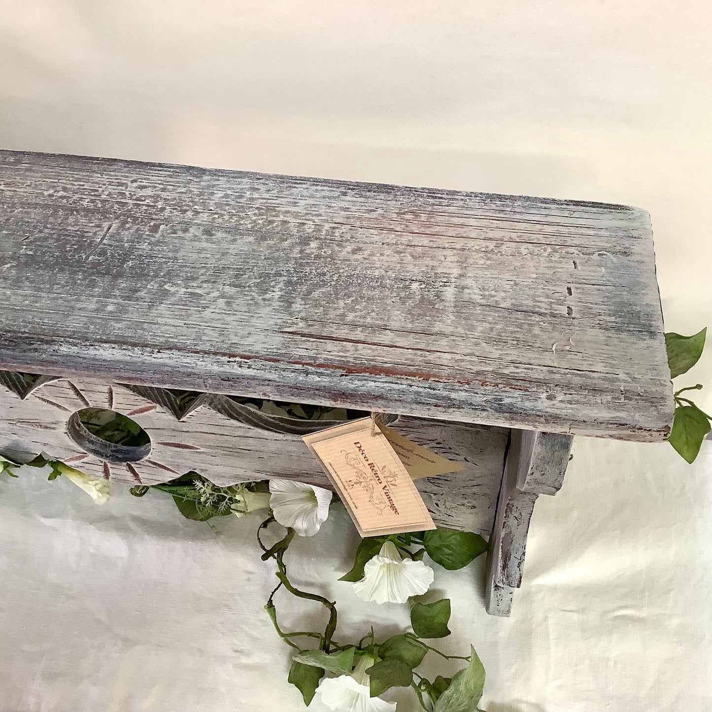 Étagère bois vintage 5 crochets porte casseroles  ht 30 cm