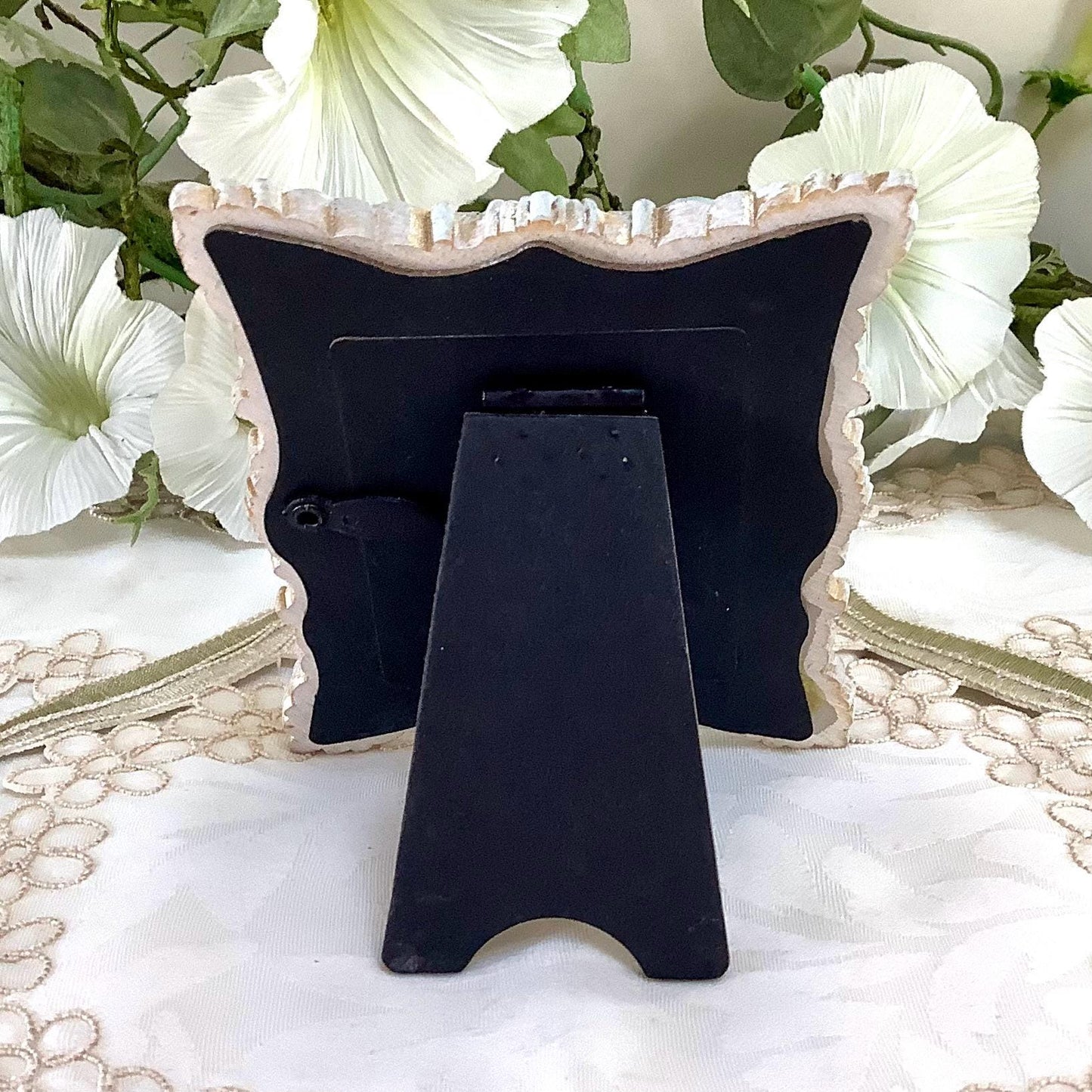 Cadre miniature baroque patiné bleu mouton 10 cm x 8 cm modèle B