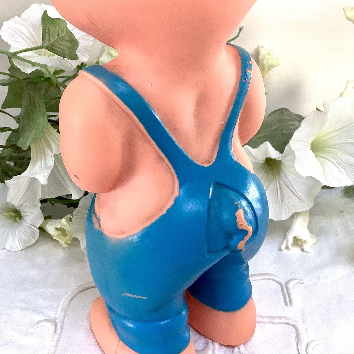 Jouet pouët vintage Naf Naf trois petits cochons Walt Disney, années 60 caoutchouc 25 cm