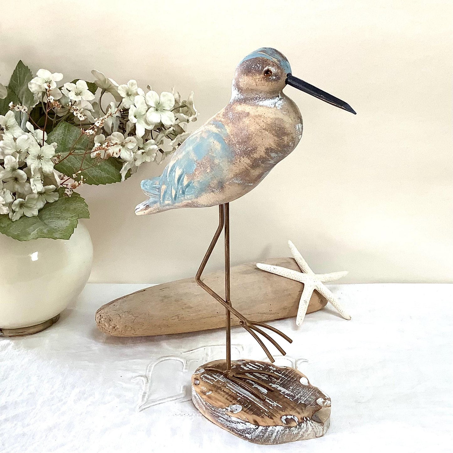 Oiseau marin bois courlis décoration marine petit modèle ht 28 cm