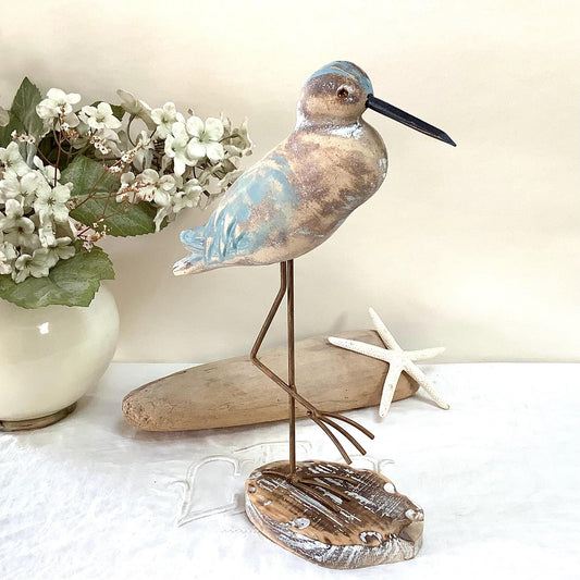 Oiseau marin bois courlis décoration marine petit modèle ht 28 cm