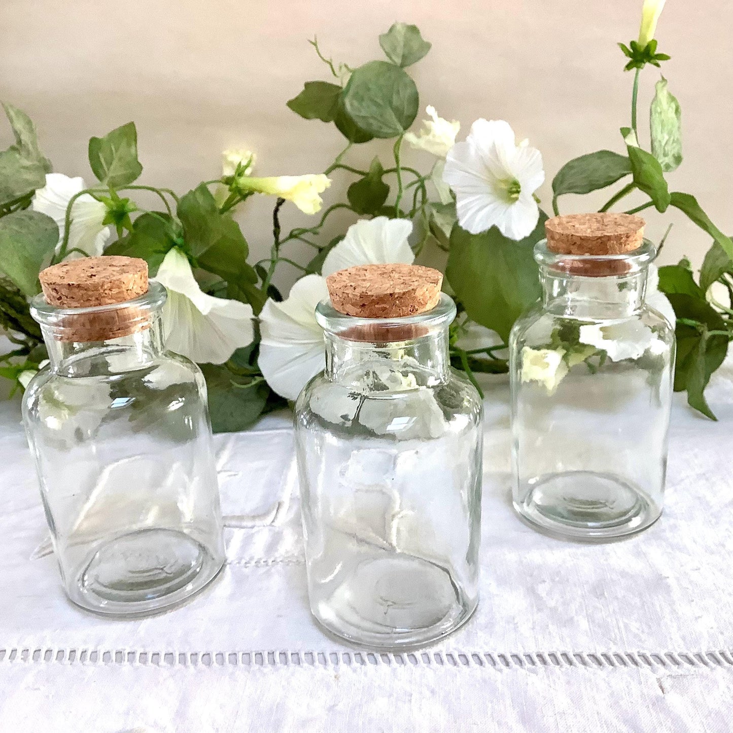 Flacons verre vintage bouchons liège x 6