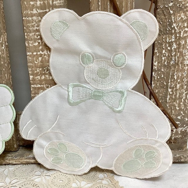 Écussons à coudre oursons nuage vert vintage