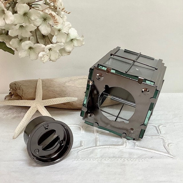 Lanterne marine carrée métal vintage ht 14 cm