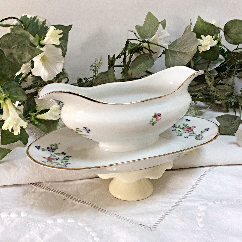 Saucière porcelaine fleurs vintage