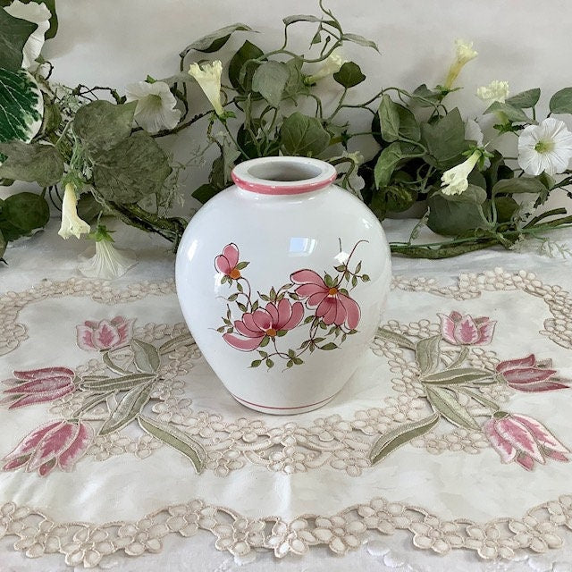 Vase boule faïence fleurs vallauris vintage