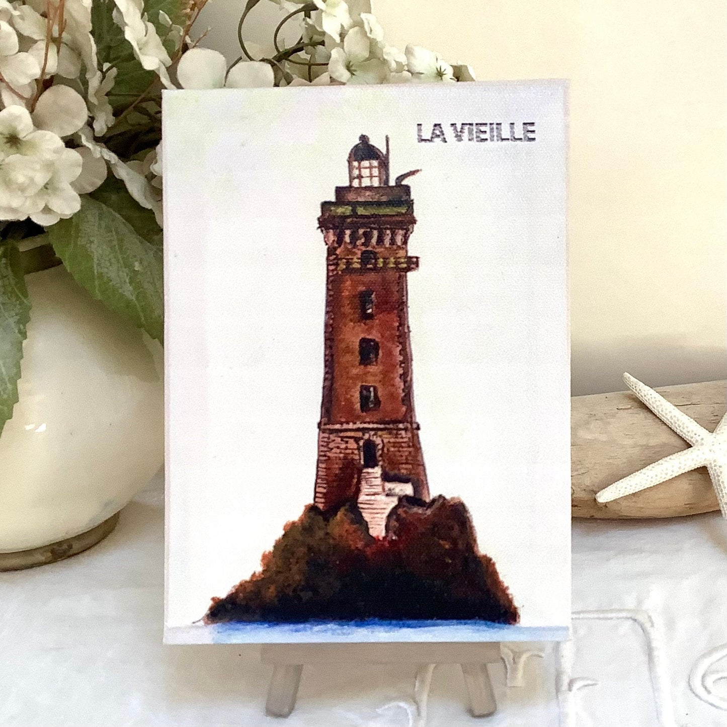 Petit tableau marin phare la vieille chevalet décoration marine 13 x 18