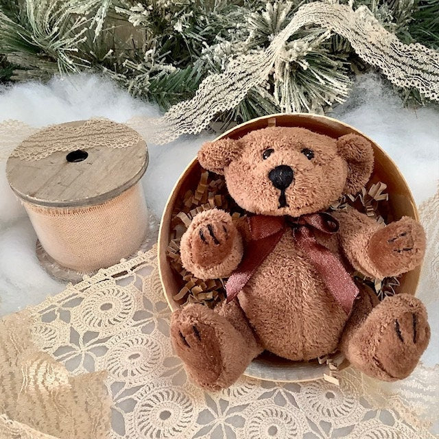 Mini ours en peluche brun ht 10 cm vintage