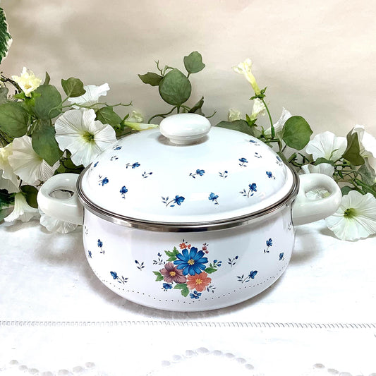Cocotte émaillée faitout provincial bouquet vintage 80 modèle A