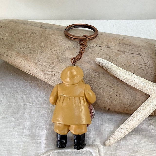 Porte clé pêcheur en résine vintage ht 6 cm