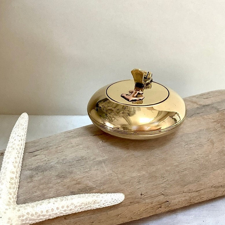 Cendrier de poche laiton  décoration marine diamètre 5.5 cm