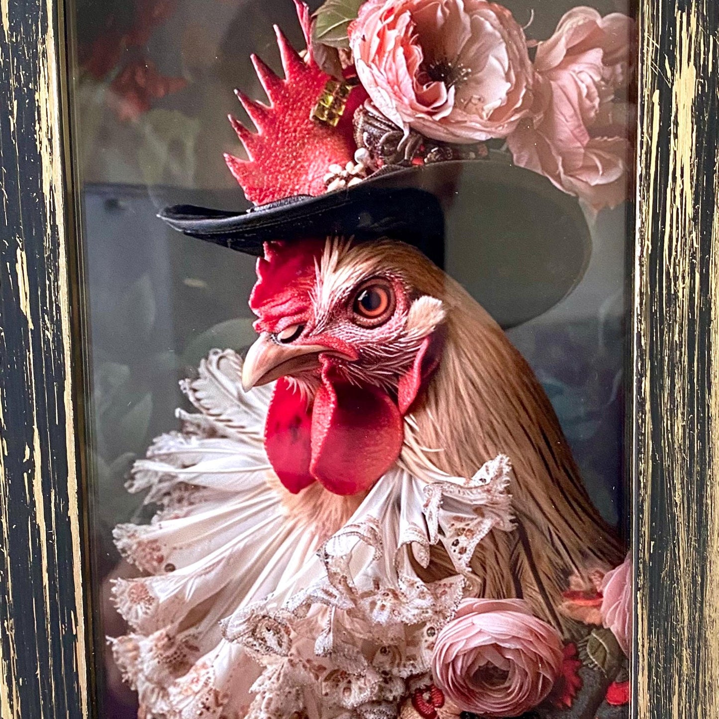 Cadre photo animaux habillés victorien coq modèle A