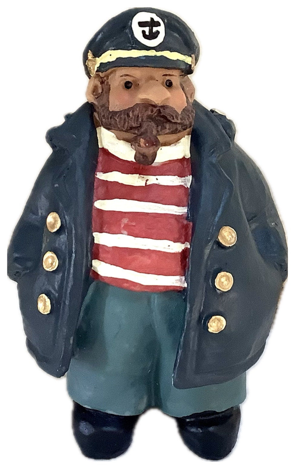 Figurine capitaine de marine rouge résine décoration marine ht 14.5 cm