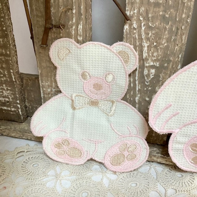 Écussons à coudre oursons éléphant rose vintage