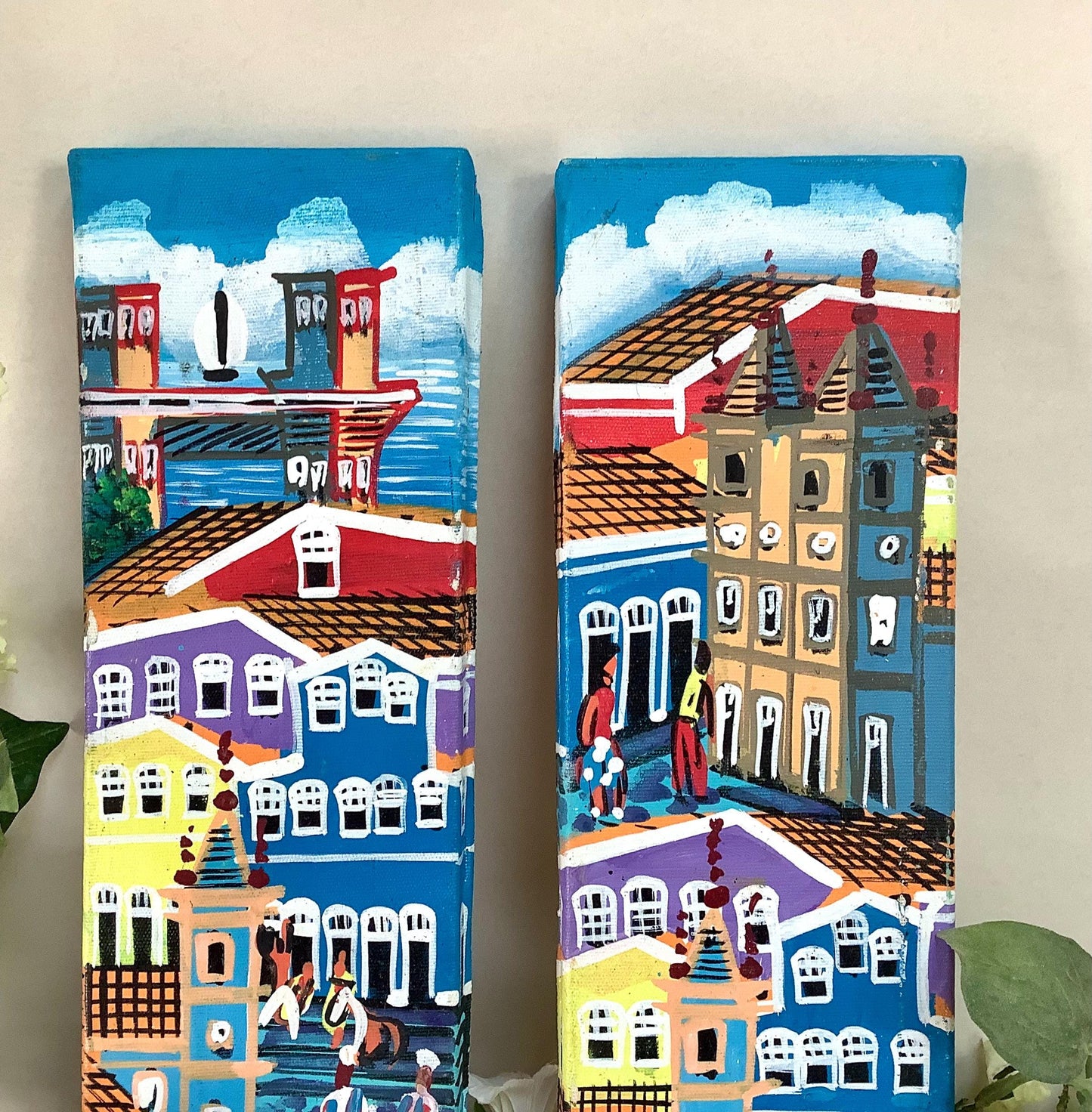 Tableau art naïf art populaire Brésil peinture originale 10 x 40