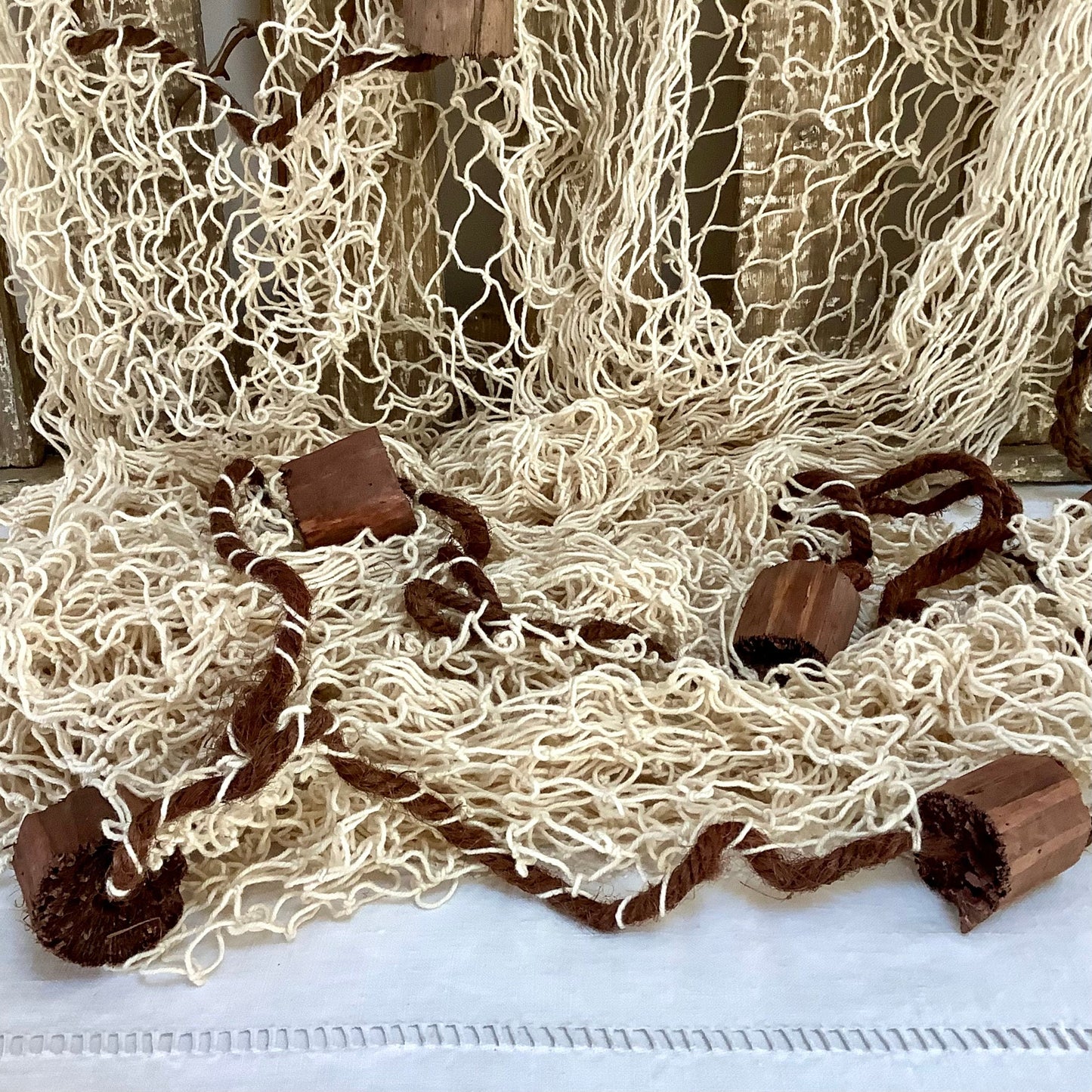 Filet de pêche écru décoration marine 170 cm x 170 cm