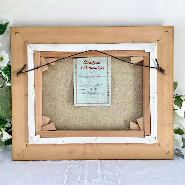 Tableau paysage marin huile sur toile vintage