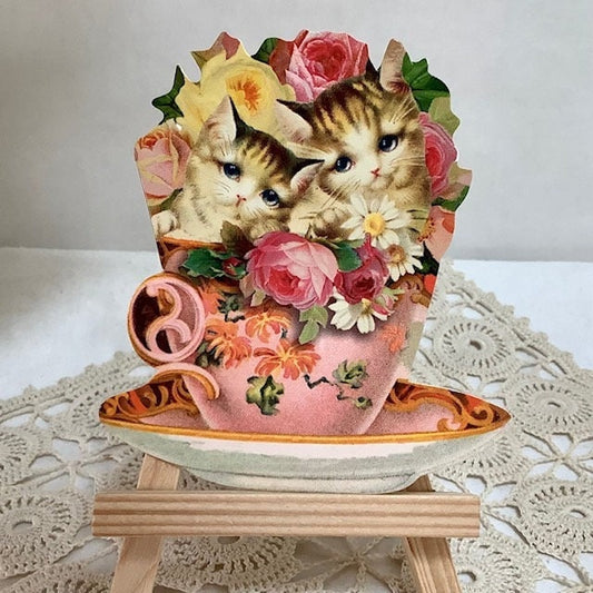 Carte victorienne vintage chat avec enveloppe