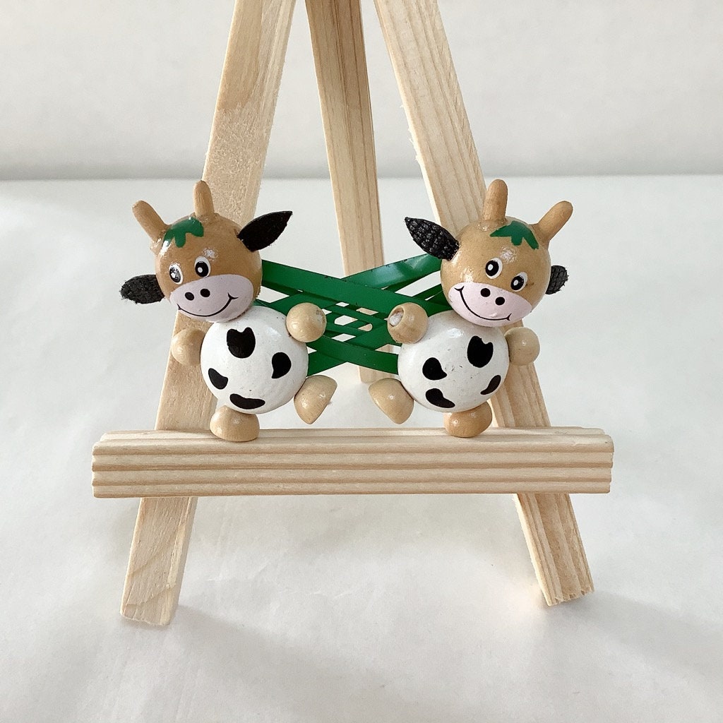 Barrettes enfant bois Vache