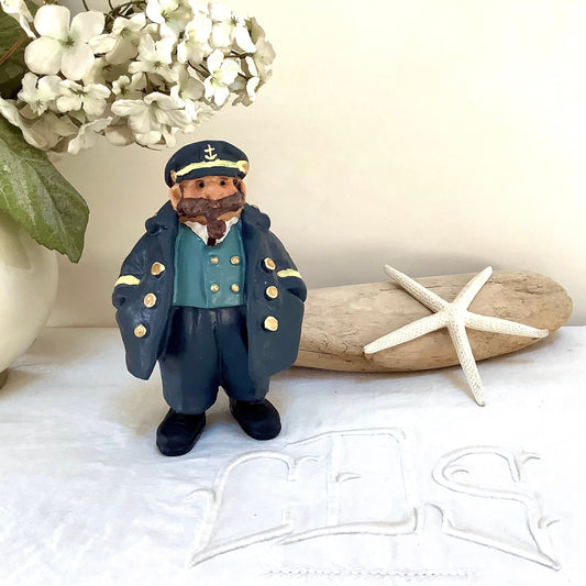 Figurine capitaine de marine bleu résine décoration marine ht 15 cm