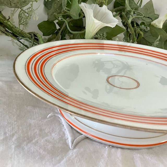Plat serviteur piédouche porcelaine coupe à fruits vintage