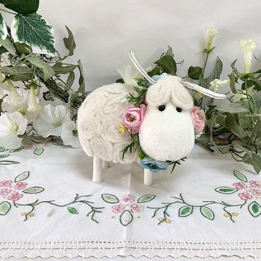 Mouton laine décoration Pâques vintage ht 15 cm modèle B