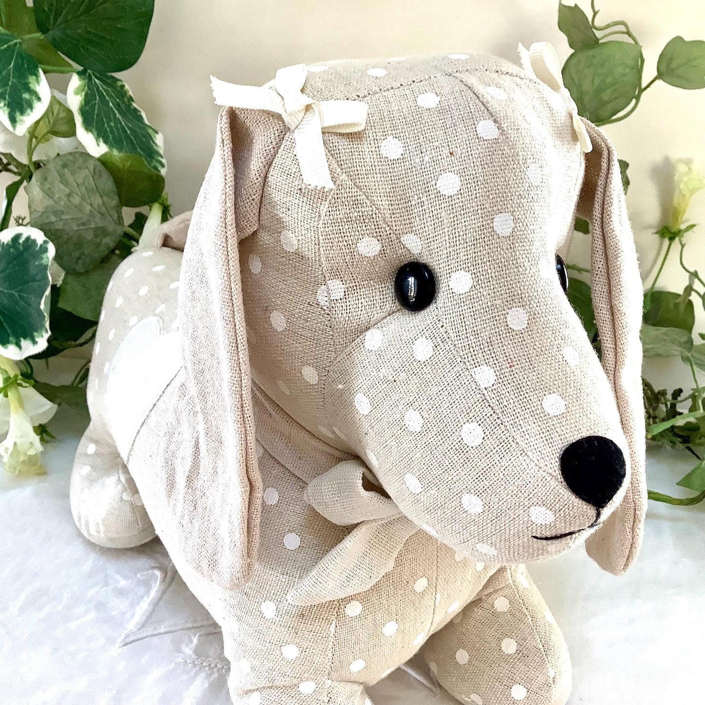 Cale porte arrêt de porte chien lin beige la galleria longueur 35 cm