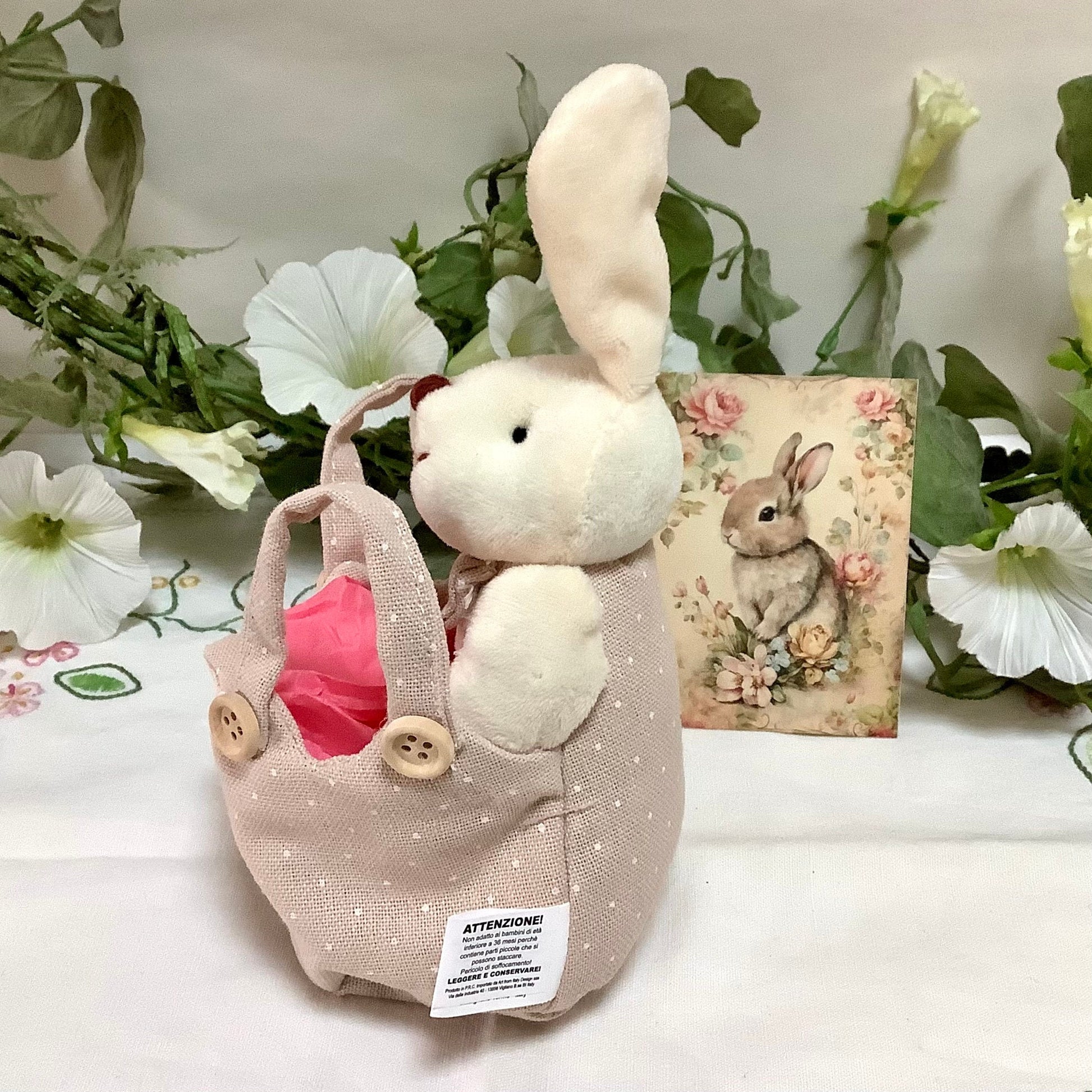 Lapin blanc peluche décoration pâques 