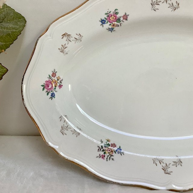 Plat de service ovale et ravier  faïence vintage l’amandinoise