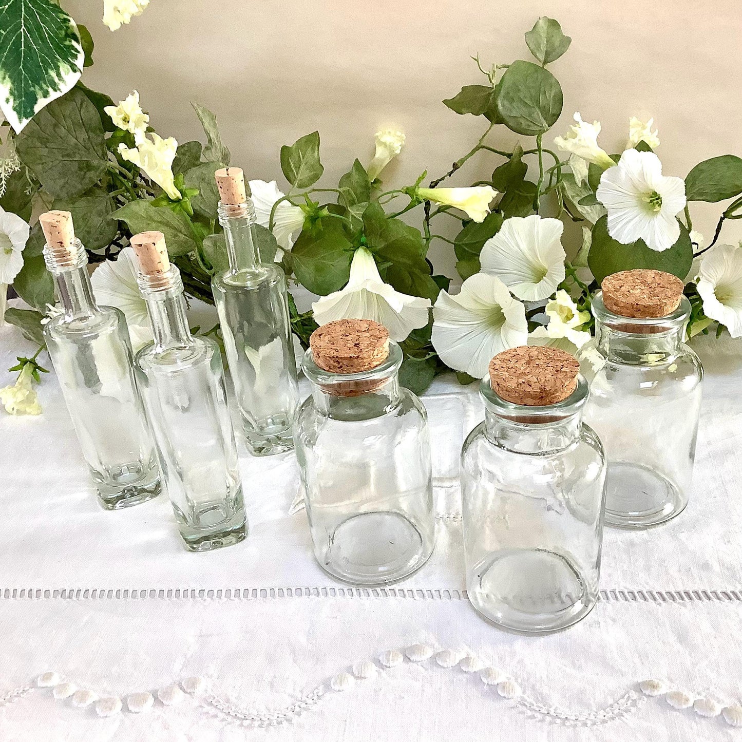 Flacons verre vintage bouchons liège x 6