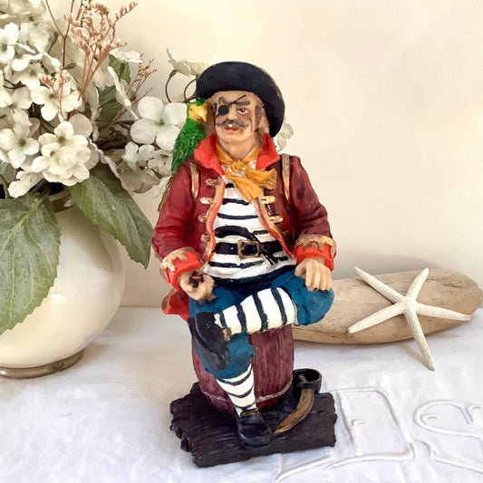 Figurine marine pirate perroquet résine décoration marine ht 24 cm