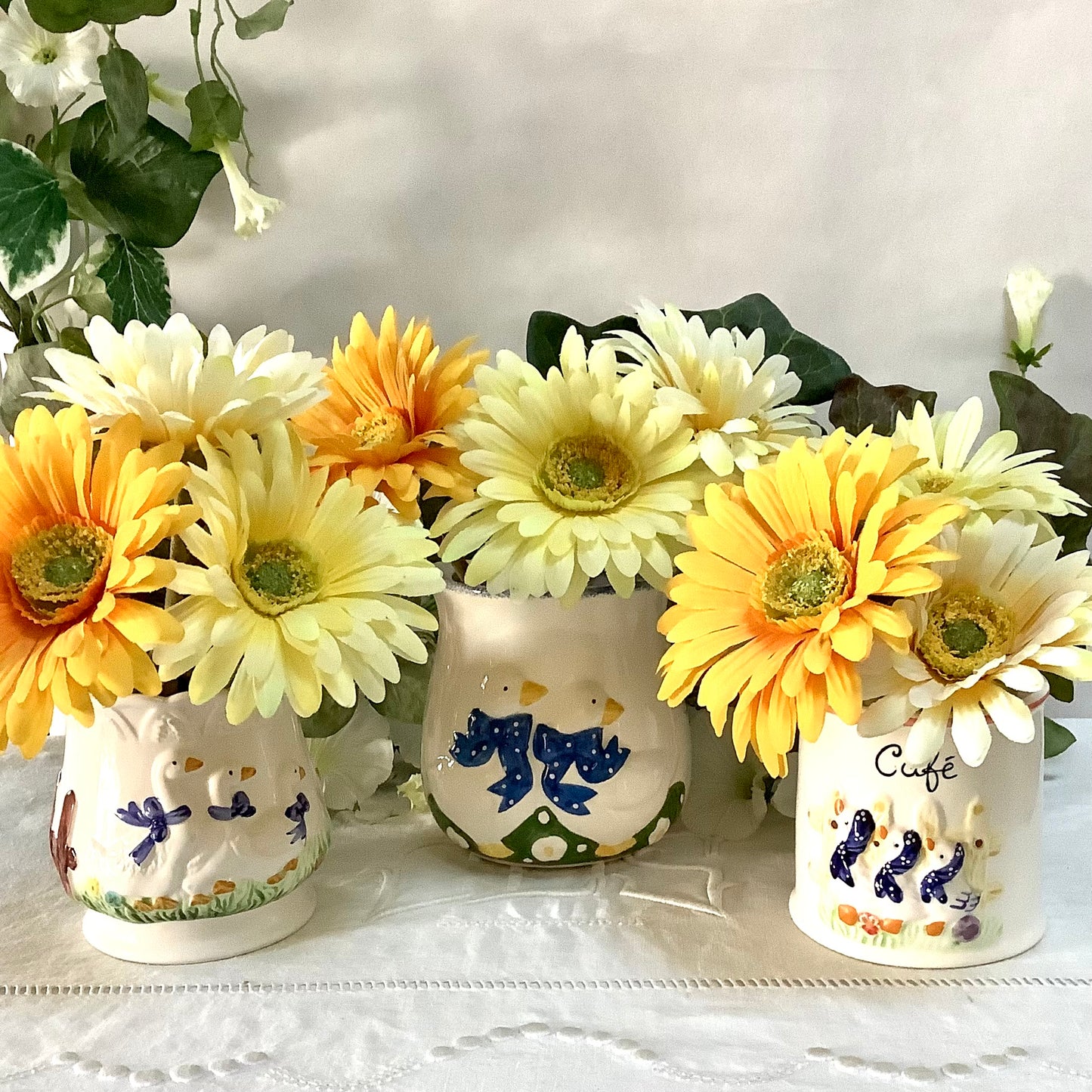 Vase vintage faïence café trois oies collection ht 9.5 cm