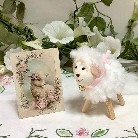 Mouton peluche blanc décoration modèle A ht 10 cm