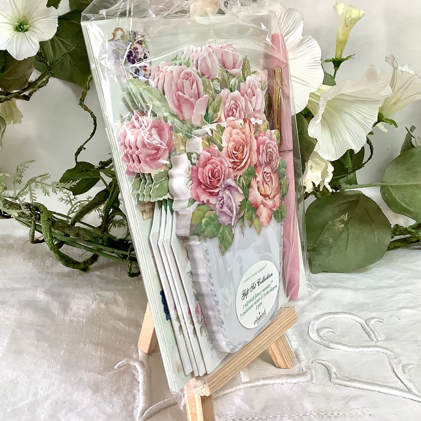 Cartes enveloppes bloc notes vintage royal garden roses